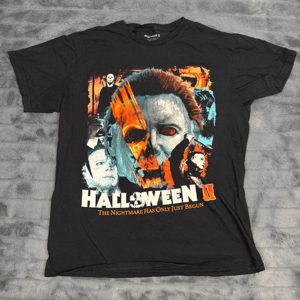 Halloween II Michael Myers Graphic T-Shirt Mens Medium Black Horror Movie Tee